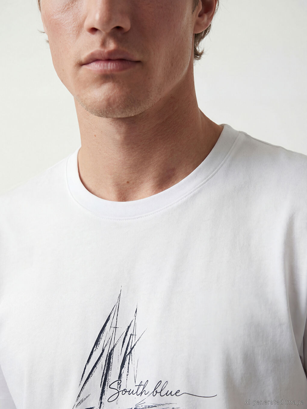 Crew Neck Printed Men's Knitted T-Shirt-2