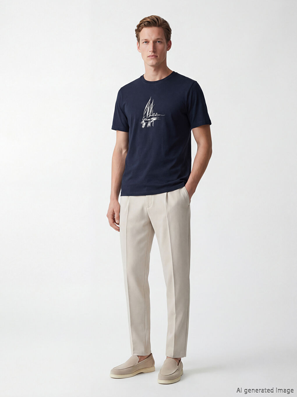 Crew Neck Printed Men's Knitted T-Shirt-1
