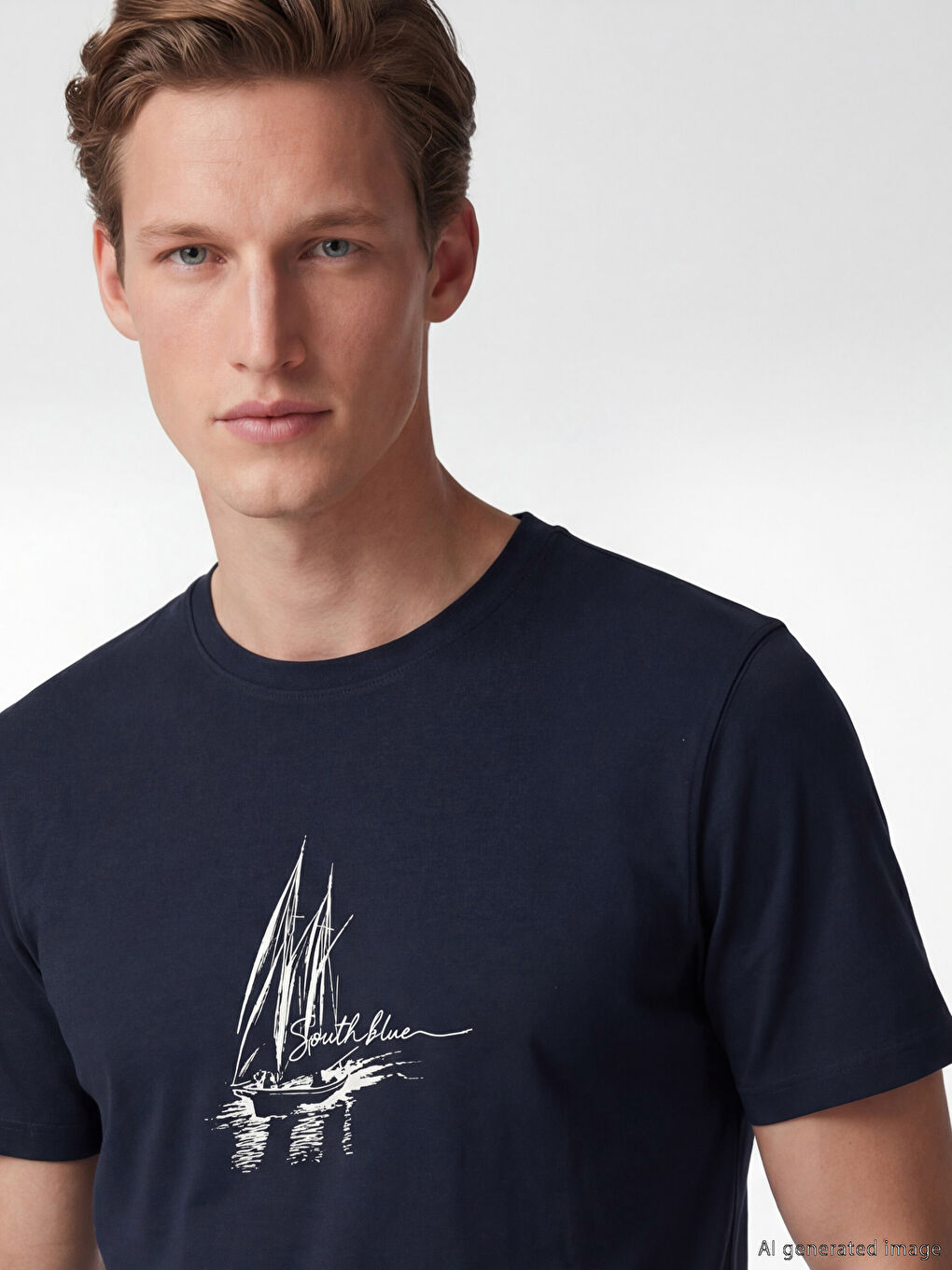 Crew Neck Printed Men's Knitted T-Shirt-2