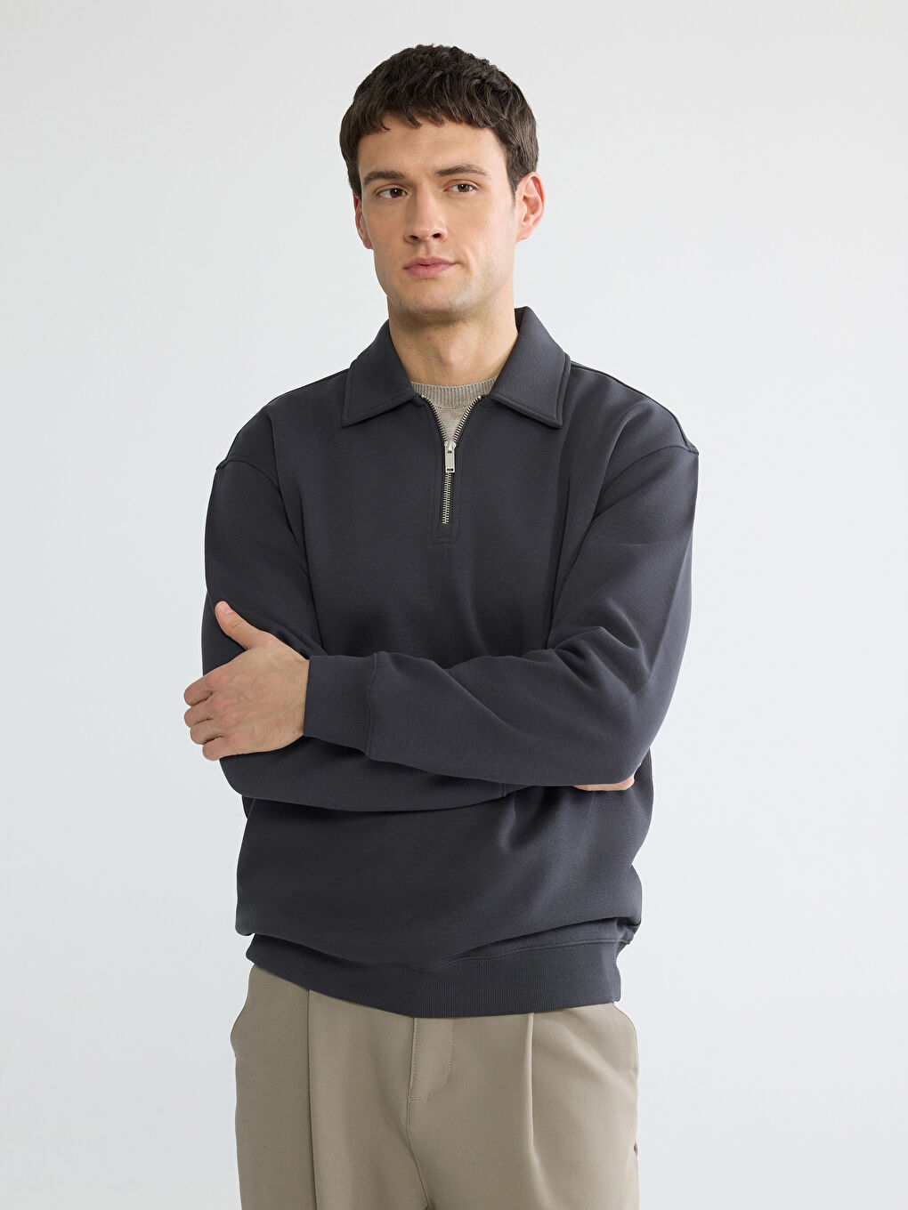 Men's Polo Collar Sweatshirt