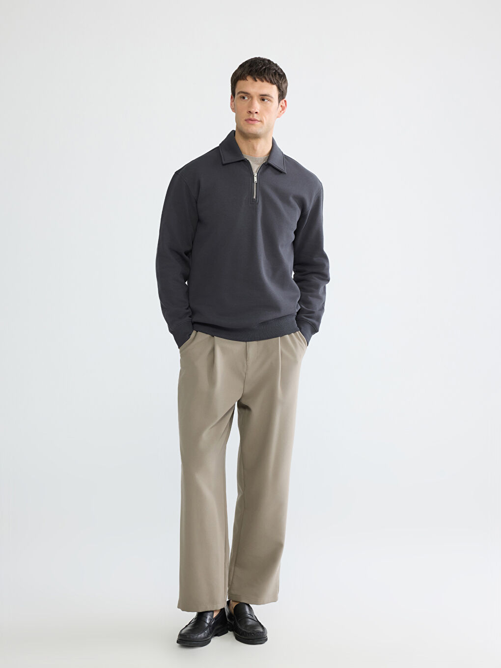 Men's Polo Collar Sweatshirt-1