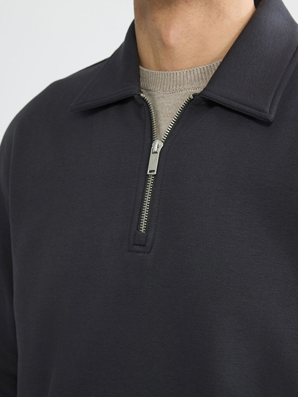 Men's Polo Collar Sweatshirt-2