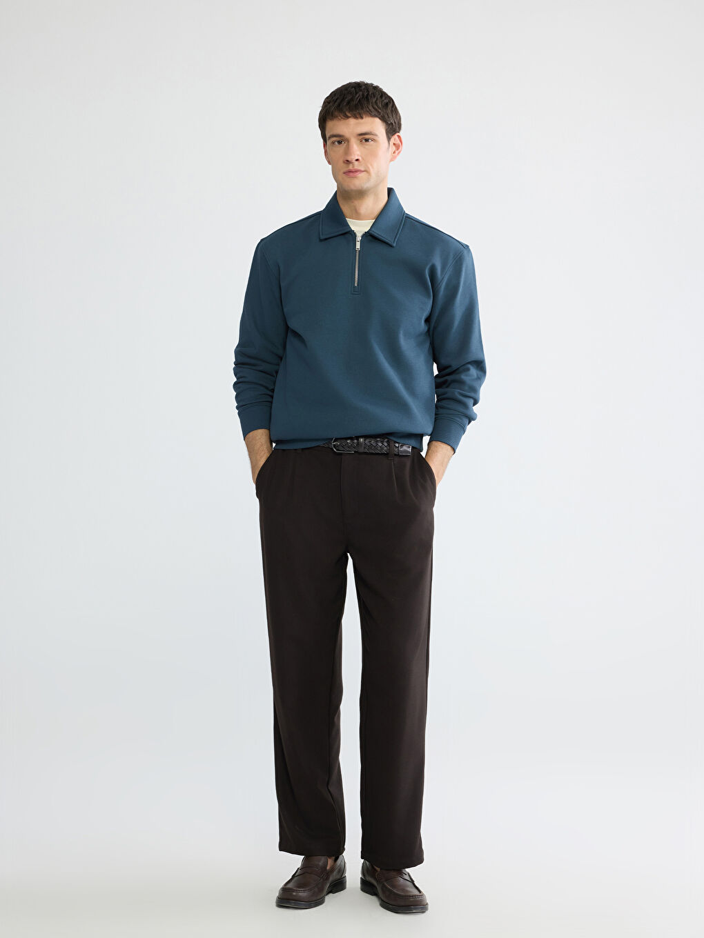 Men's Polo Collar Sweatshirt-1