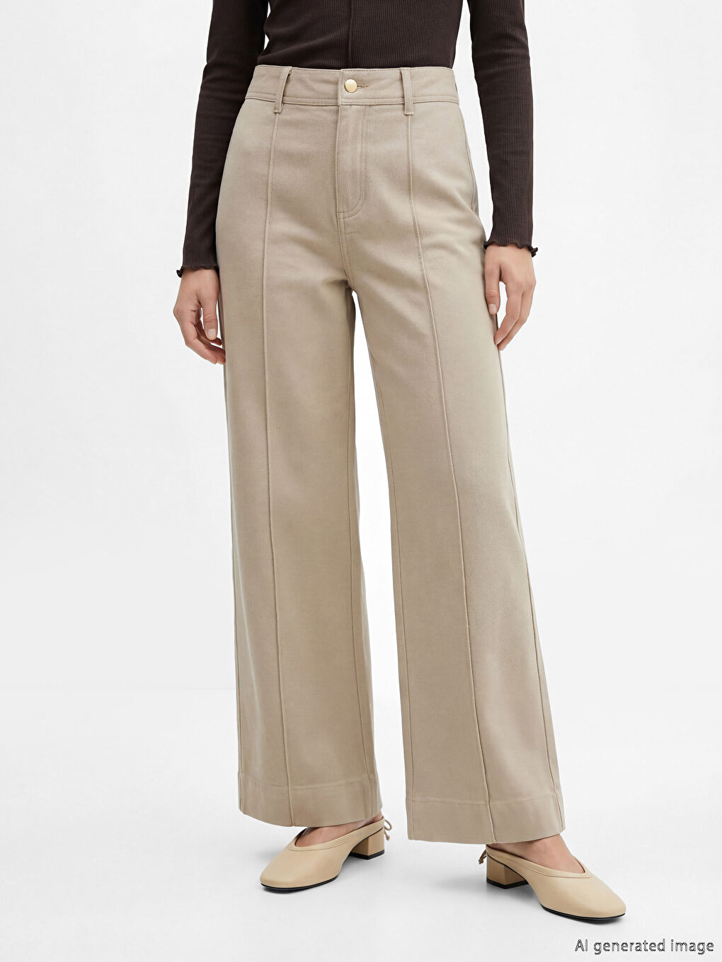 Женщины Бежевый Джинсы-1