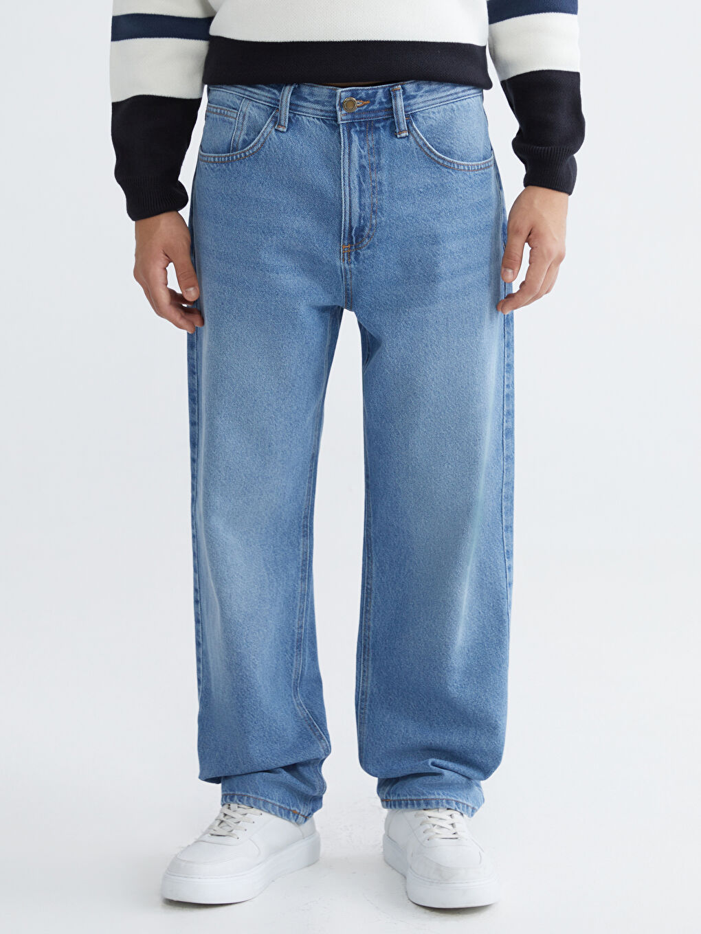 İndigo Baggy Fit Erkek Jean Pantolon-1