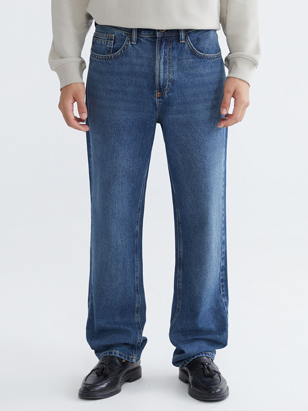 İndigo Straight Fit Erkek Jean Pantolon-1