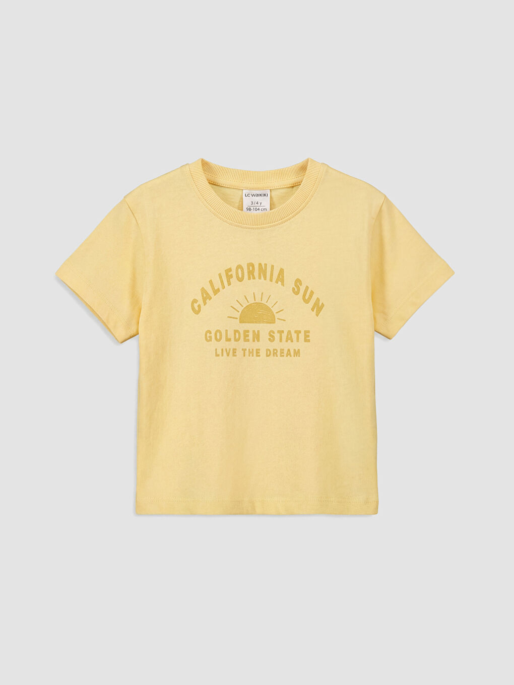 Sarı Bisiklet Yaka California Baskılı Erkek Bebek Tişört