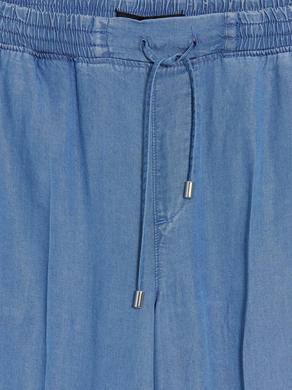 İndigo Beli Lastikli Mom Fit Kadın Jean Pantolon-2