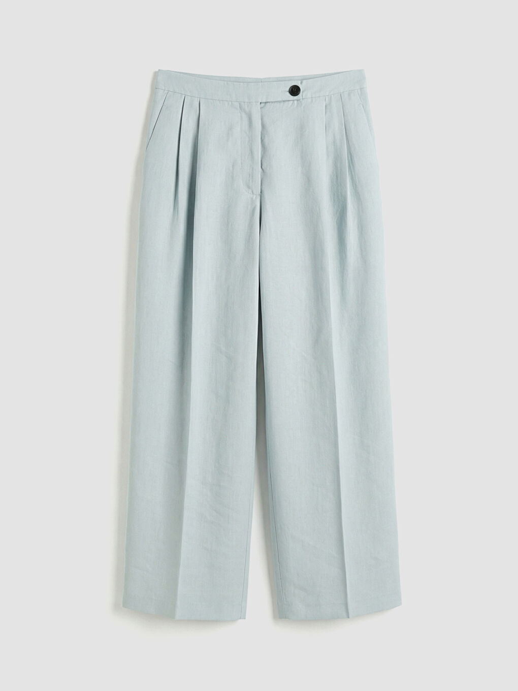 Mavi Yüksek Bel Geniş Paça Kadın Pantolon-4