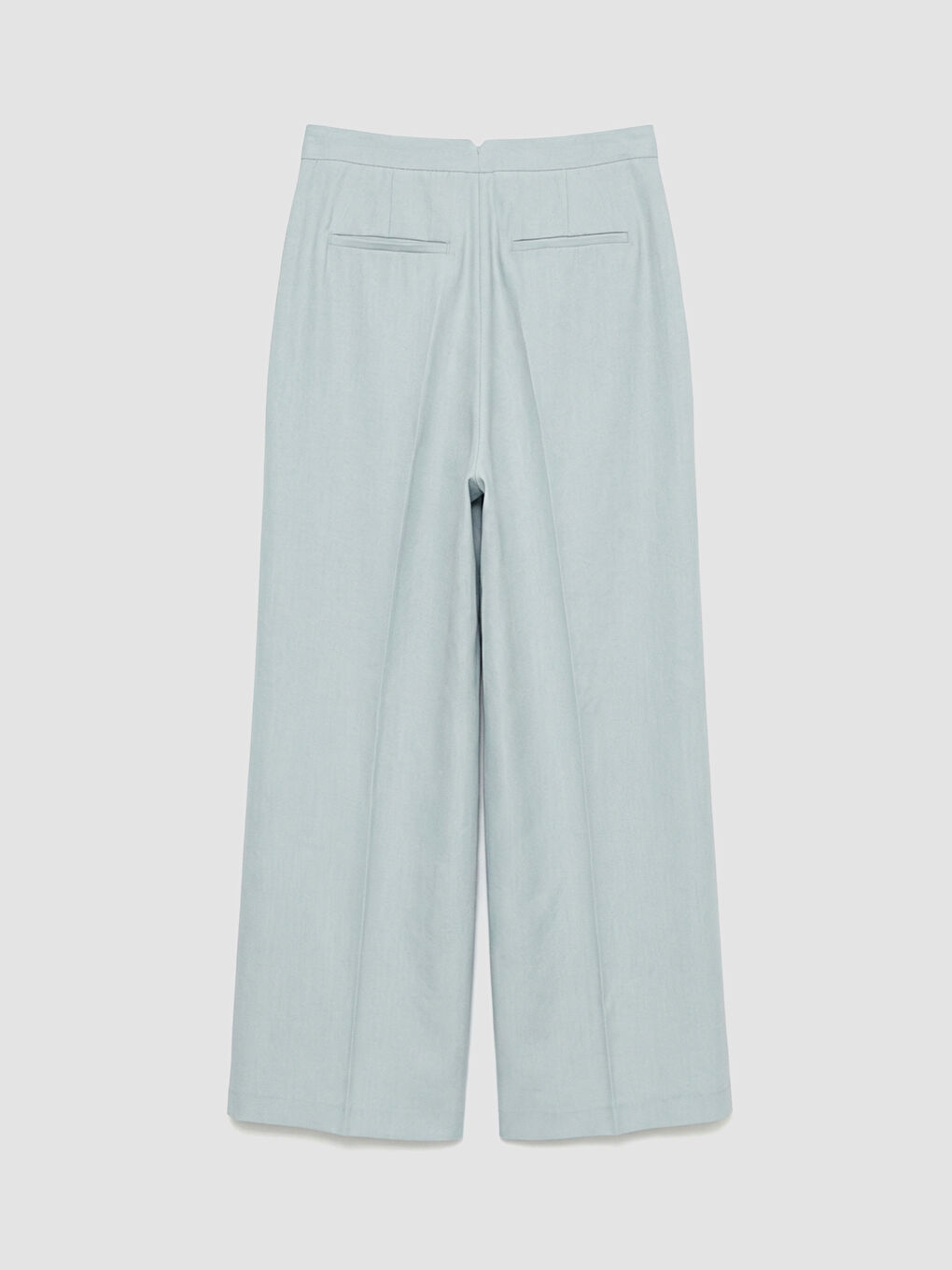 Mavi Yüksek Bel Geniş Paça Kadın Pantolon-5