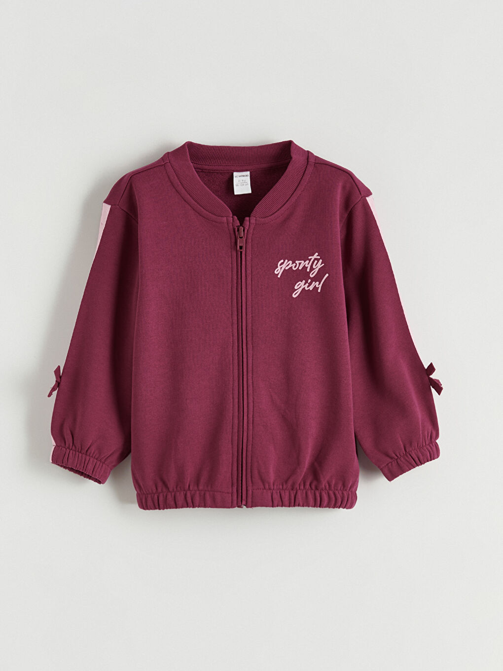 Girls' Zip-Up Sweatshirt with Ribbon Detail