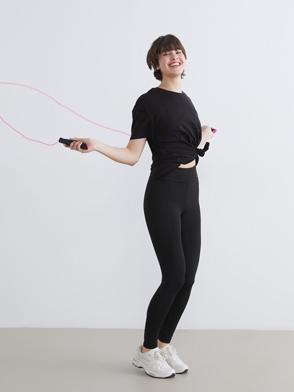 Siyah Yüksek Bel Kadın Tayt