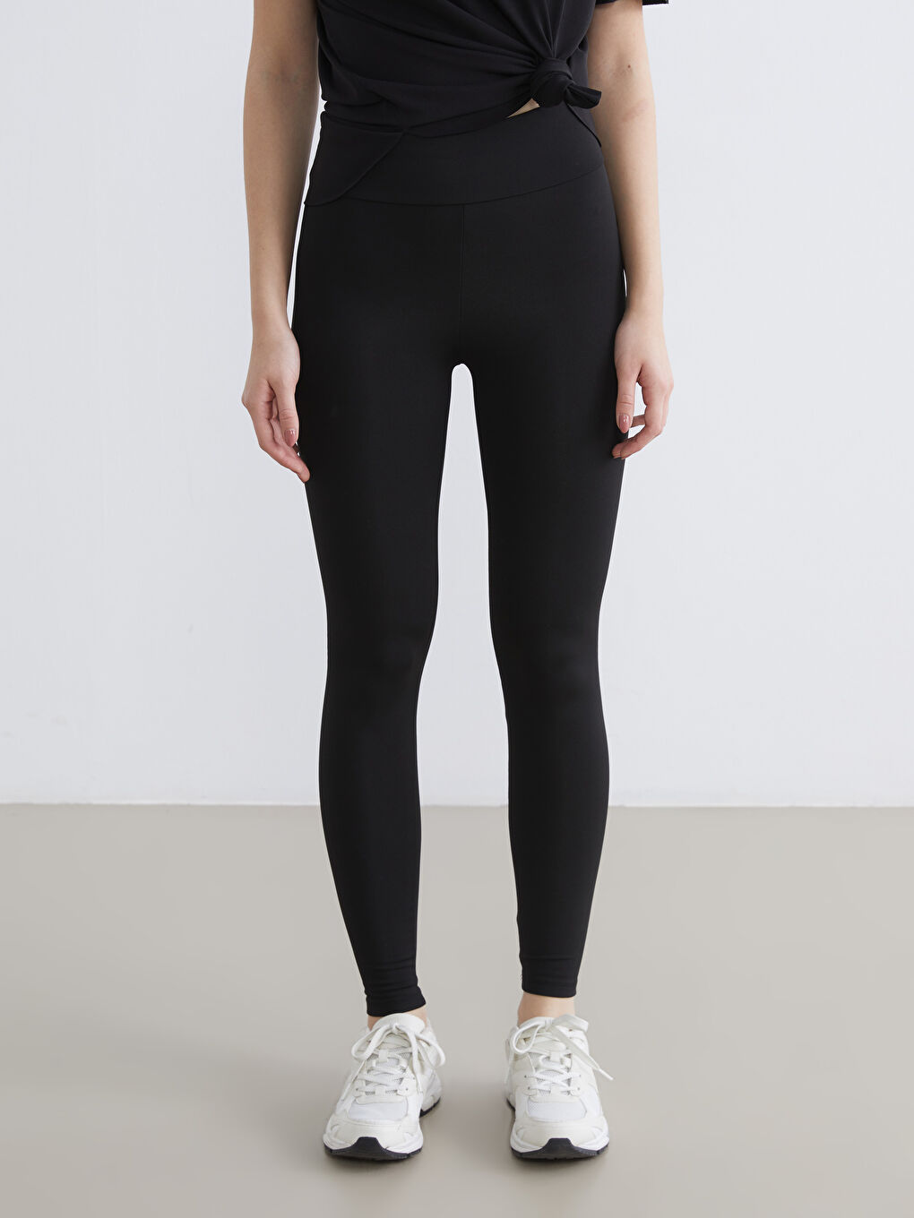 Siyah Yüksek Bel Kadın Tayt-1