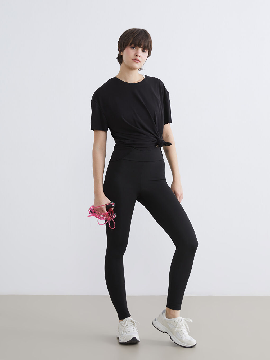 Siyah Yüksek Bel Kadın Tayt-3