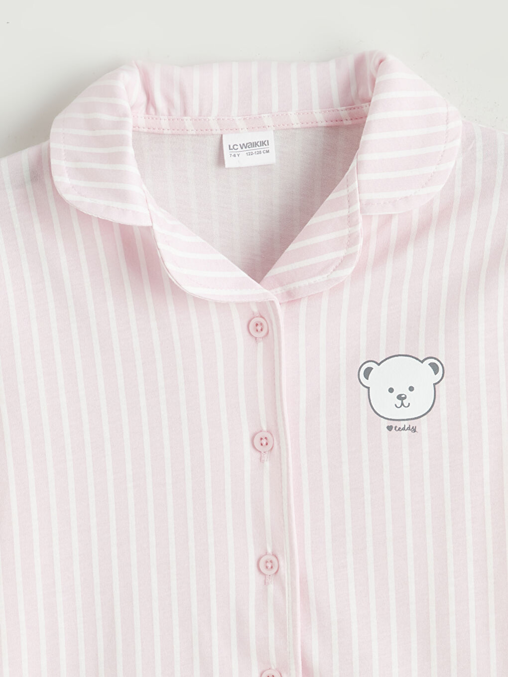 Beyaz Gömlek Yaka Kız Çocuk Pijama Takımı-2