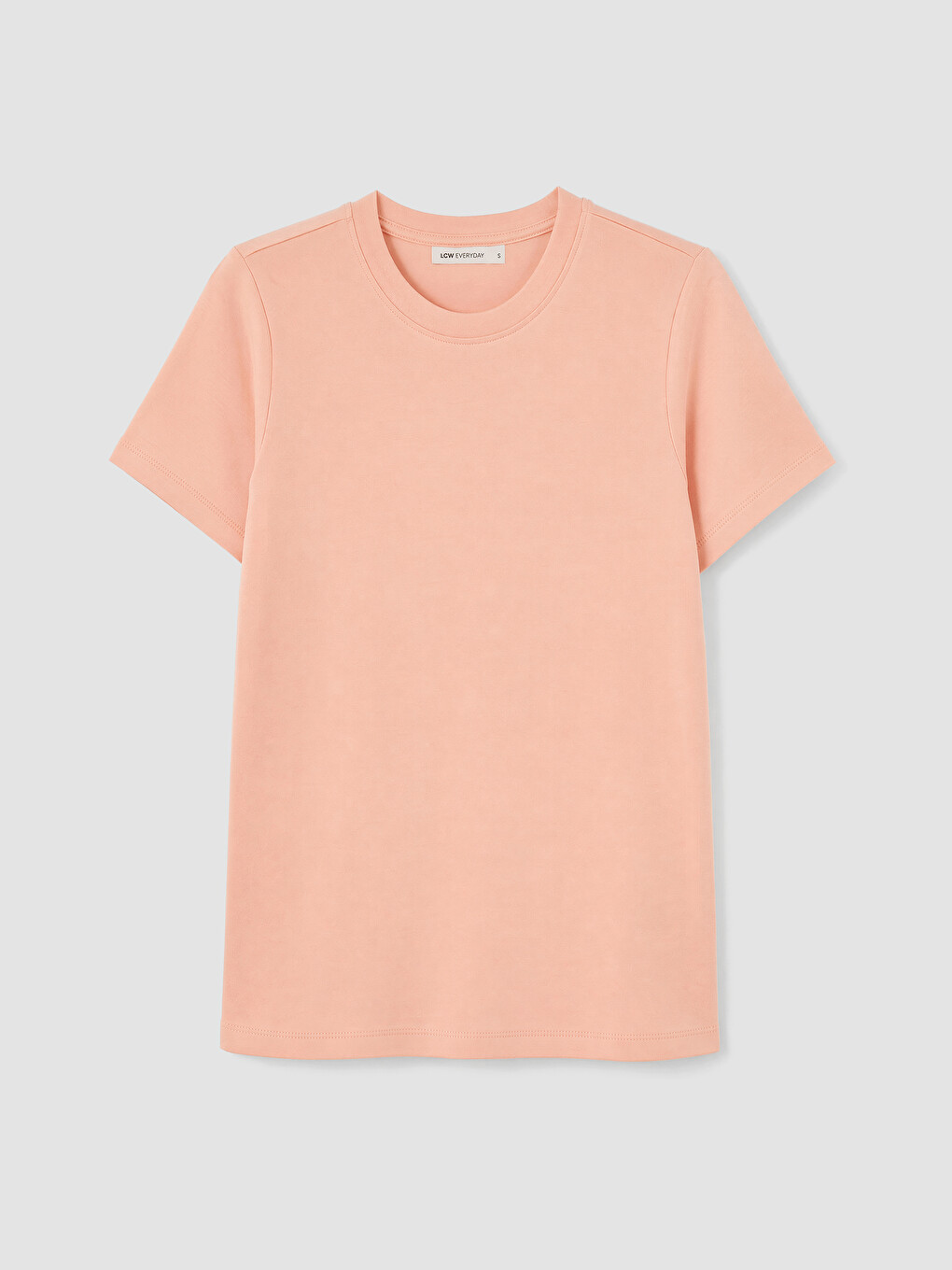 Pembe Bisiklet Yaka %100 Pamuklu Kadın Tişört
