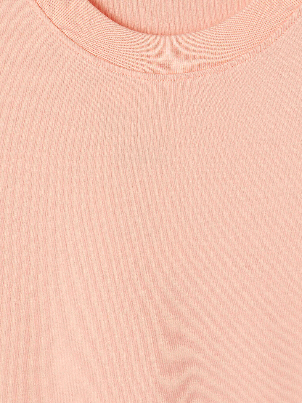 Pembe Bisiklet Yaka %100 Pamuklu Kadın Tişört-1
