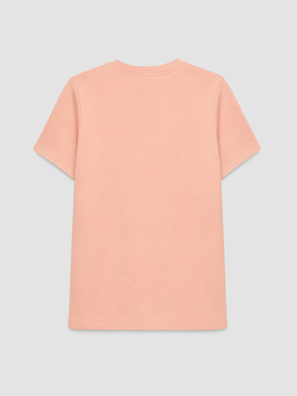 Pembe Bisiklet Yaka %100 Pamuklu Kadın Tişört-2