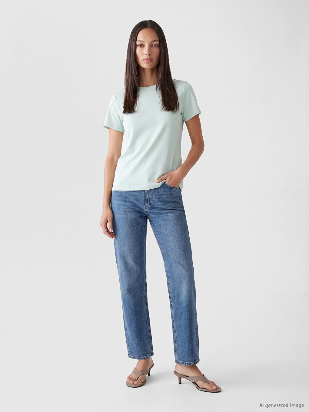 Crew Neck %100 Cotton Women's T-Shirt-1