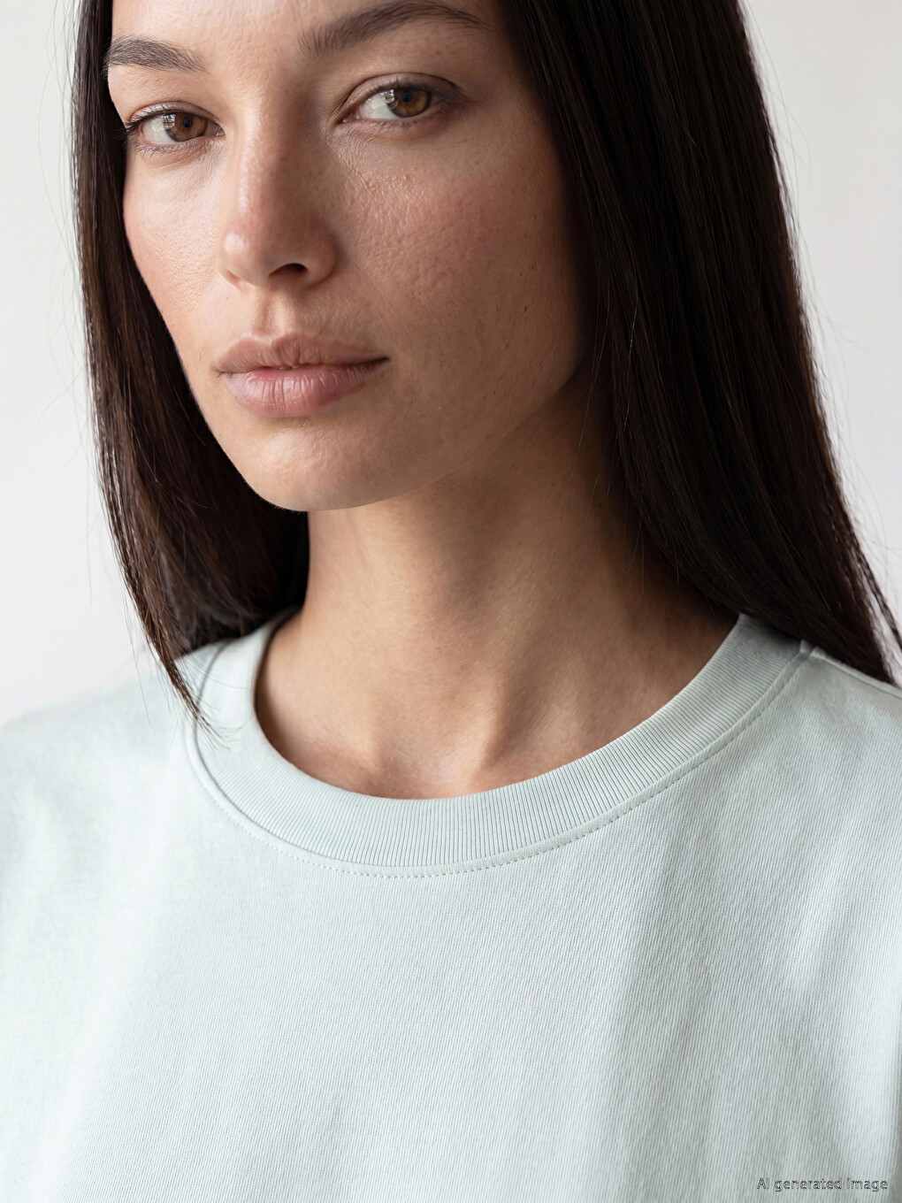 Crew Neck %100 Cotton Women's T-Shirt-2