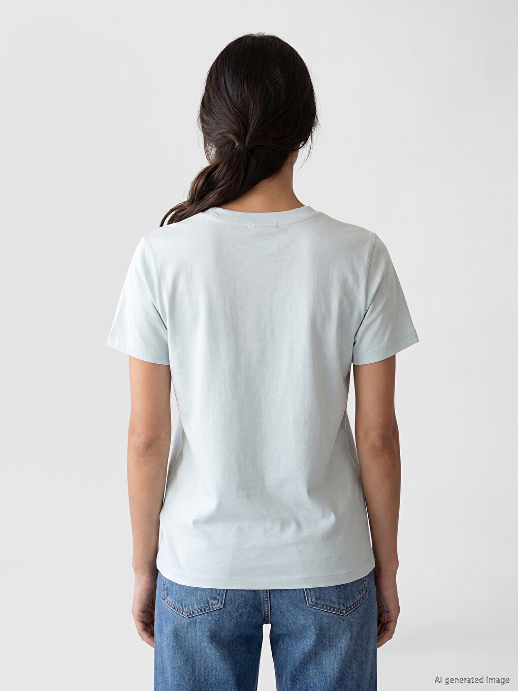 Crew Neck %100 Cotton Women's T-Shirt-3