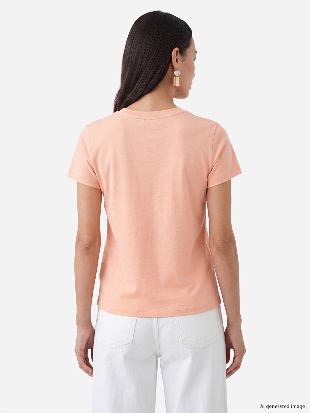 Crew Neck %100 Cotton Women's T-Shirt-3