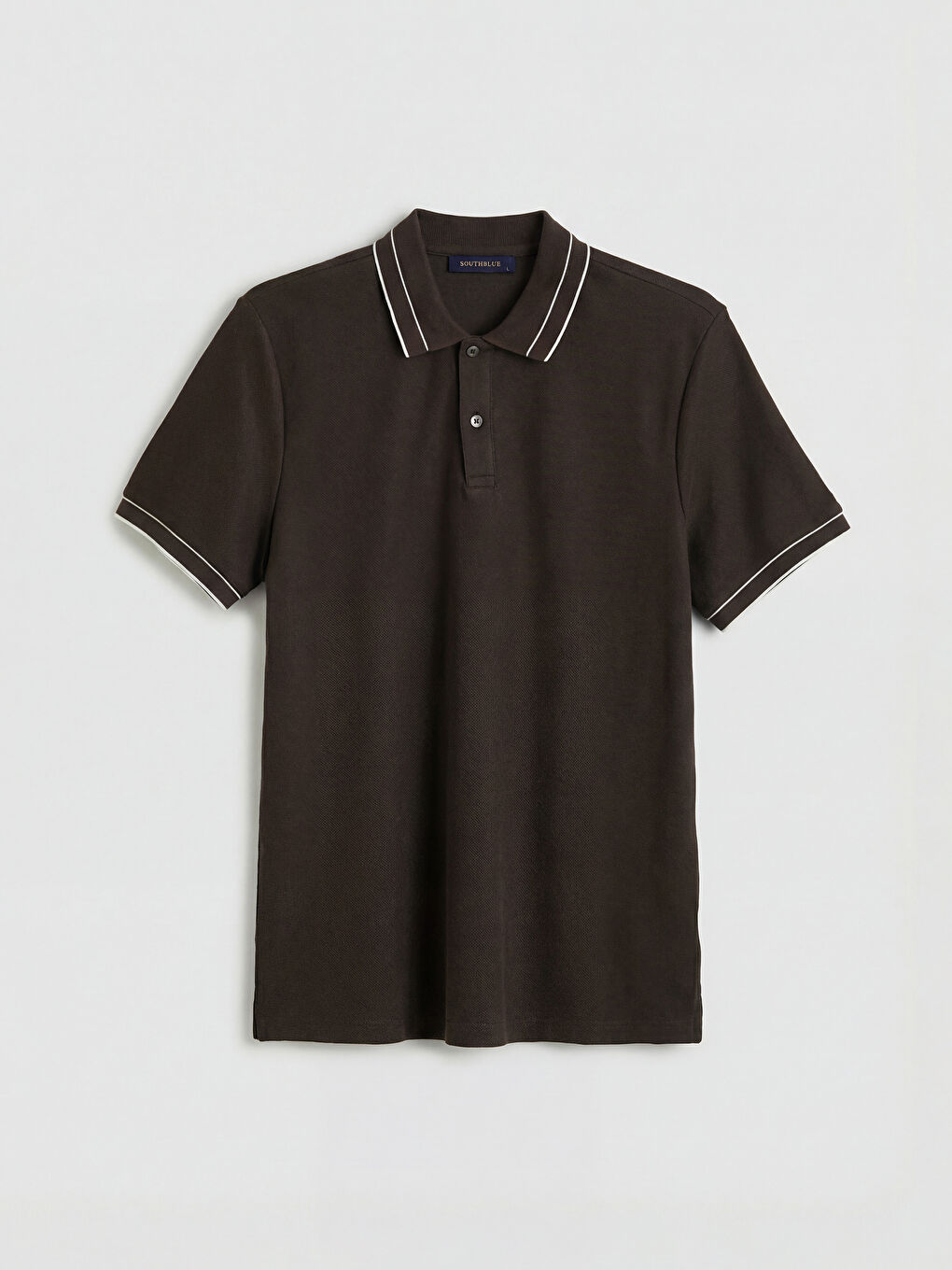 Kahverengi Polo Yaka Dokulu Erkek Tişört-4