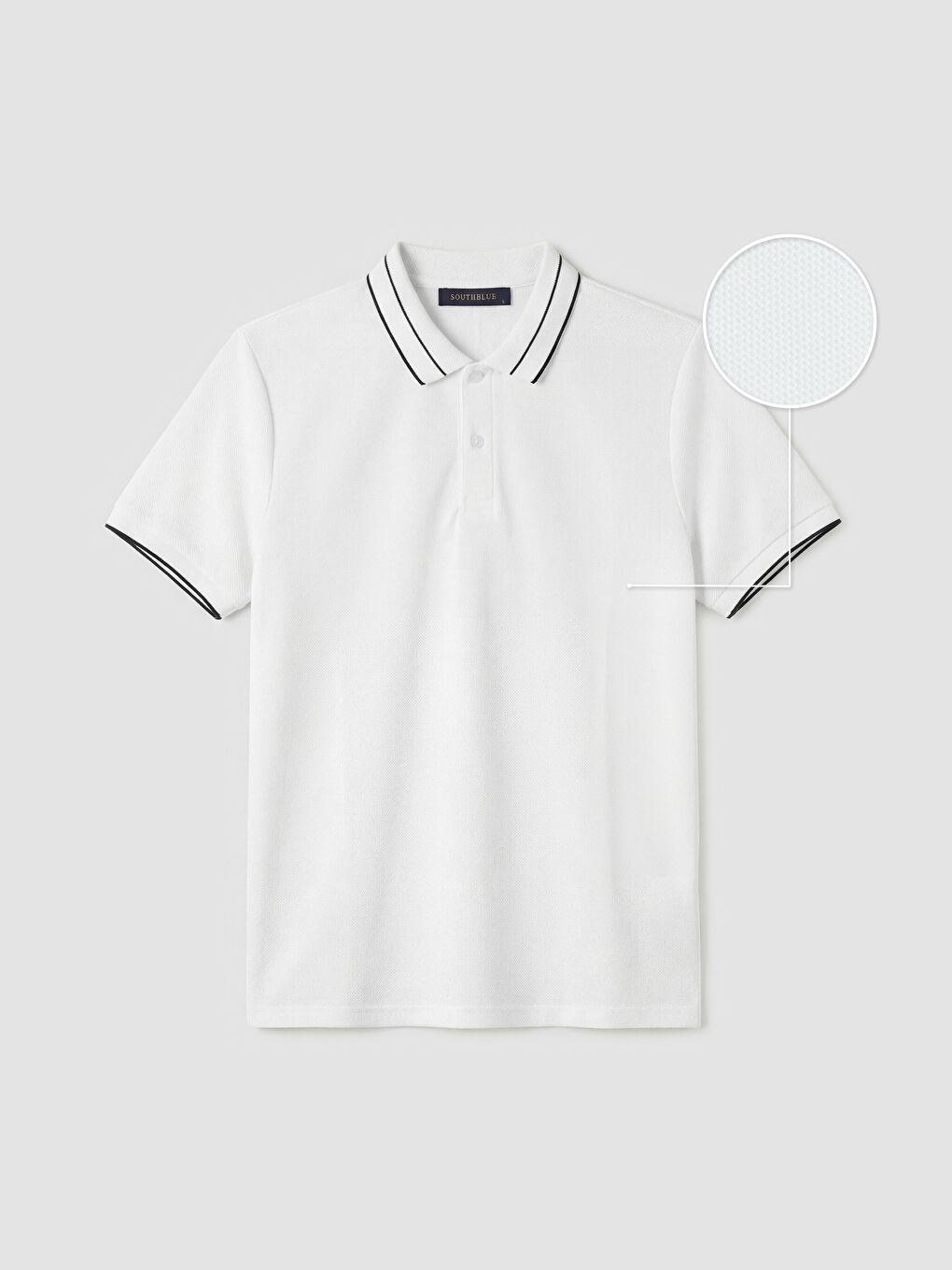 Ekru Polo Yaka Dokulu Erkek Tişört