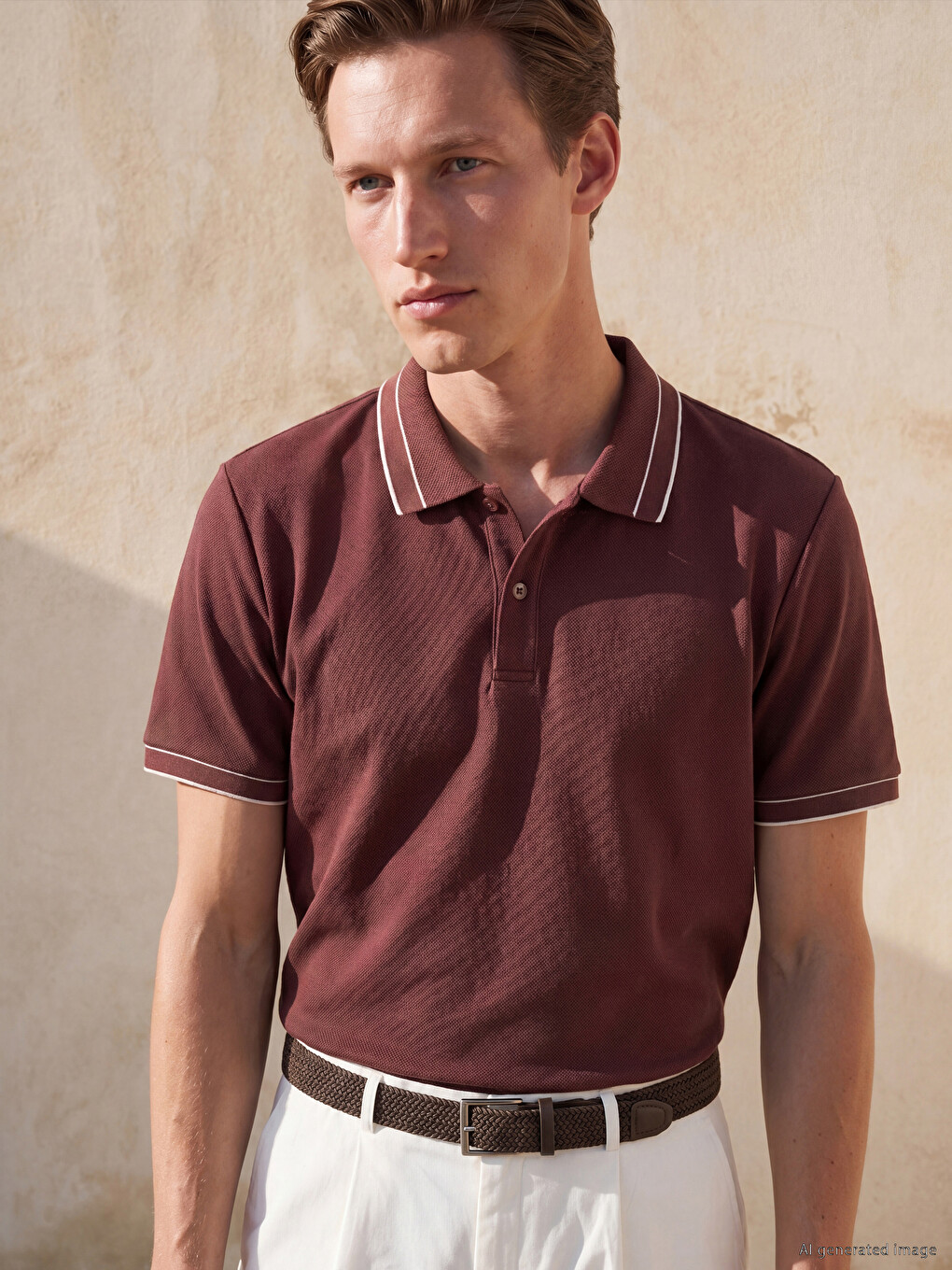 Polo Collar Textured Men's T-Shirt-1