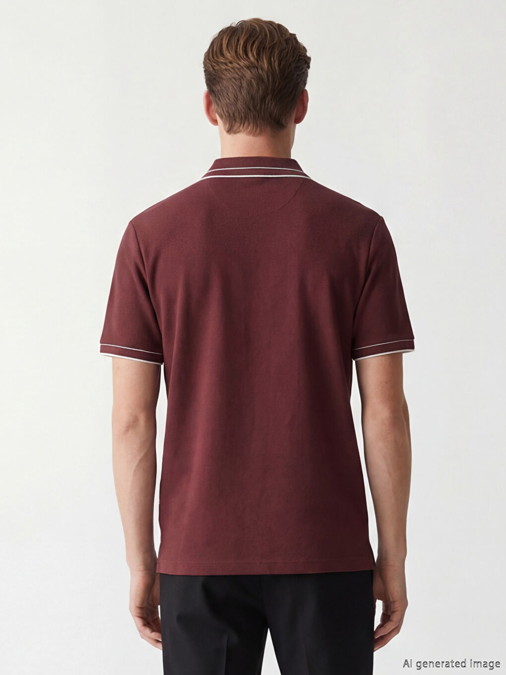 Mürdüm Polo Yaka Dokulu Erkek Tişört-3