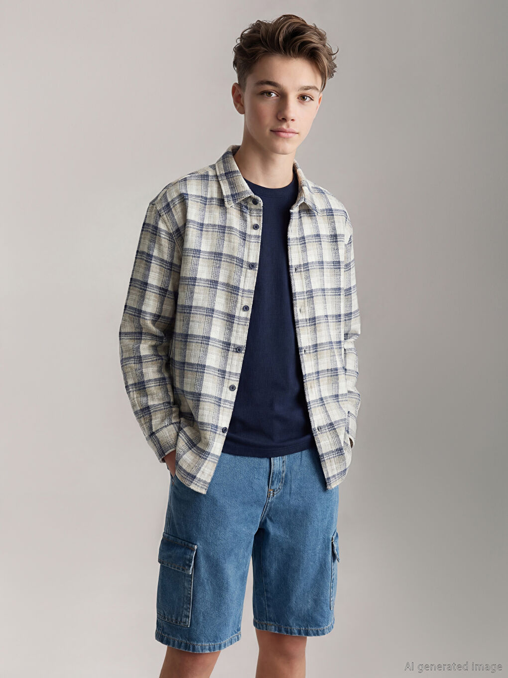 قميص غبردين بنقشة المربعات للأولاد