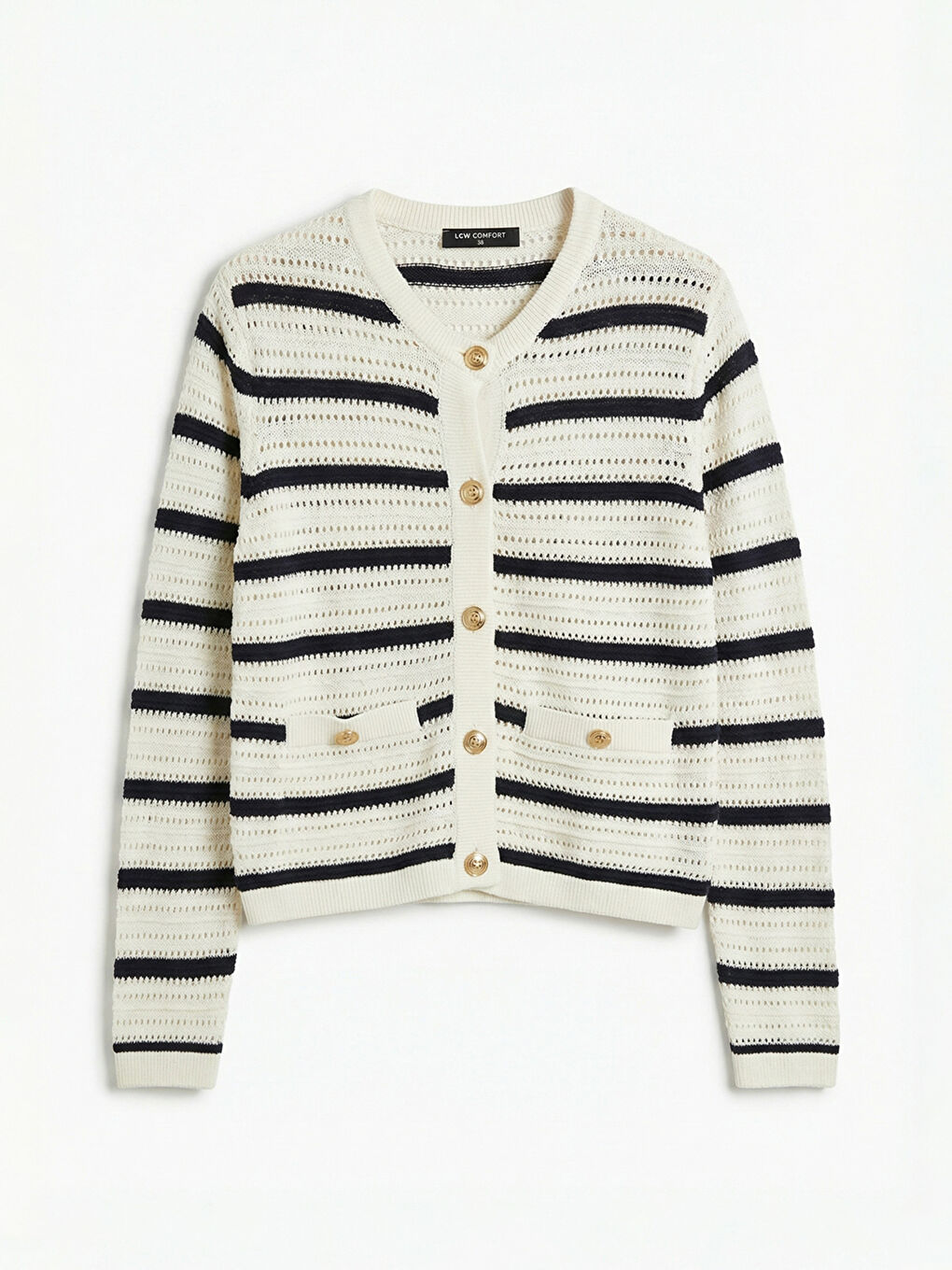 Женский трикотажный кардиган с круглым вырезом-4