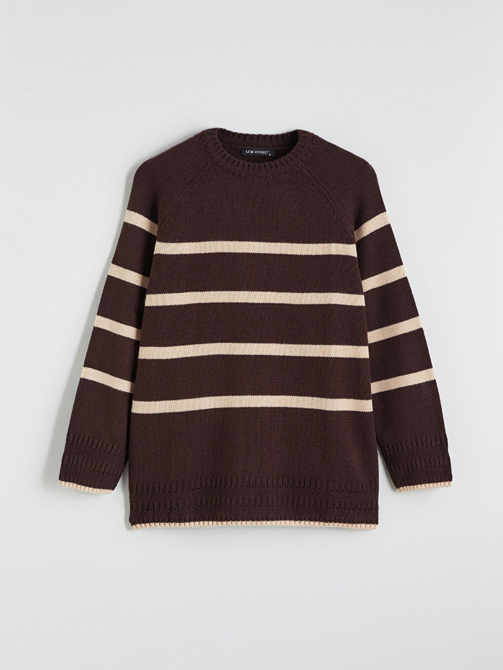 سترة تريكو مخططة بكول مدور نساء-4