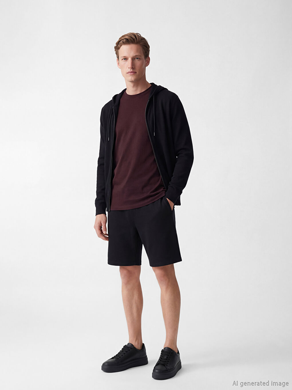 Siyah Standart Kalıp Erkek Şort