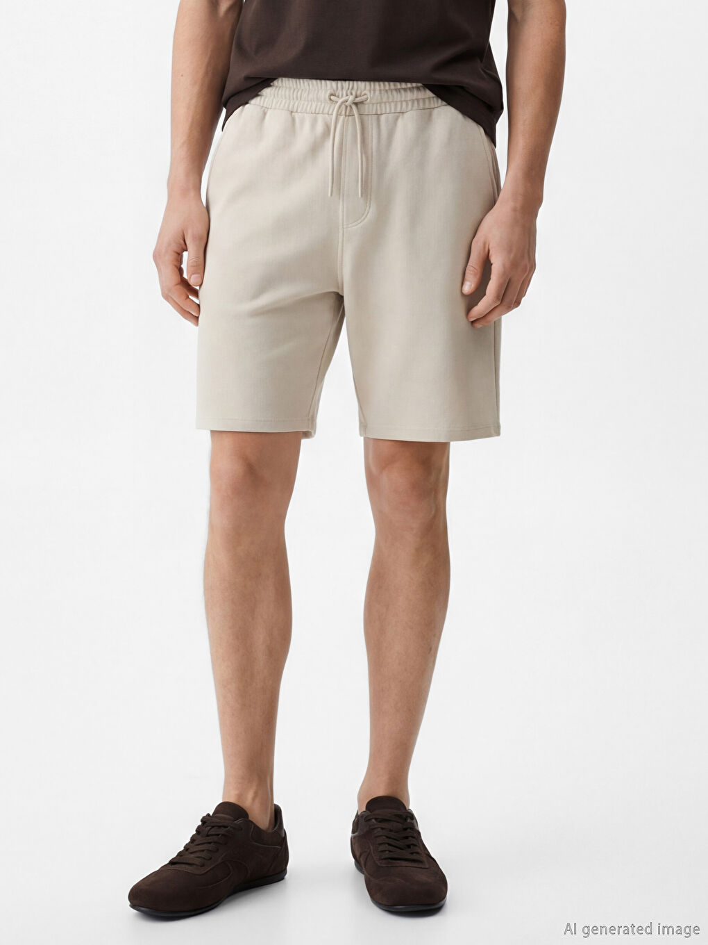 Bej Standart Kalıp Erkek Şort-1