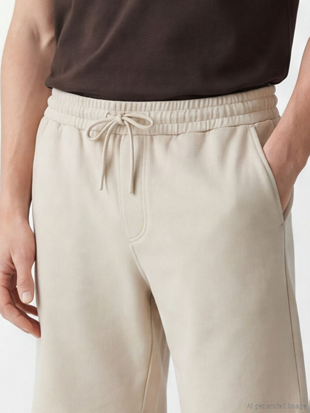 Bej Standart Kalıp Erkek Şort-2