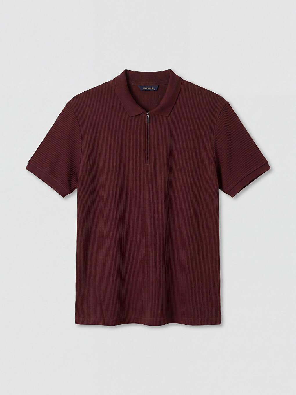 Bordo Polo Yaka Erkek Dokulu Tişört-5