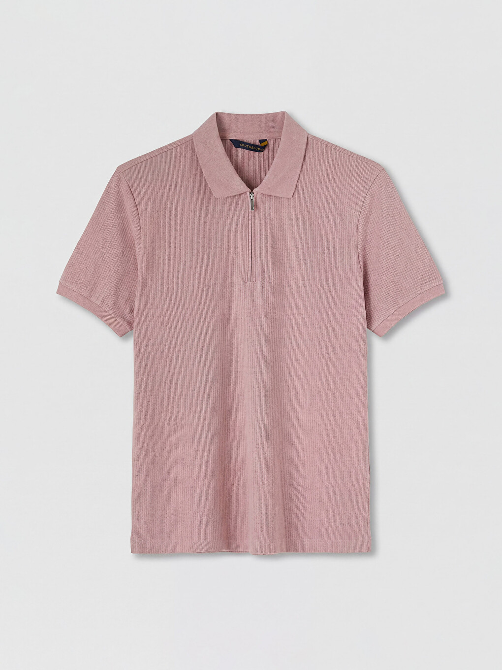 Lila Polo Yaka Erkek Dokulu Tişört-5