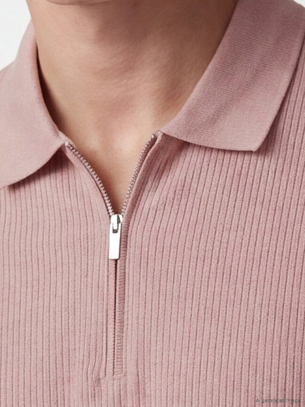 Lila Polo Yaka Erkek Dokulu Tişört-3