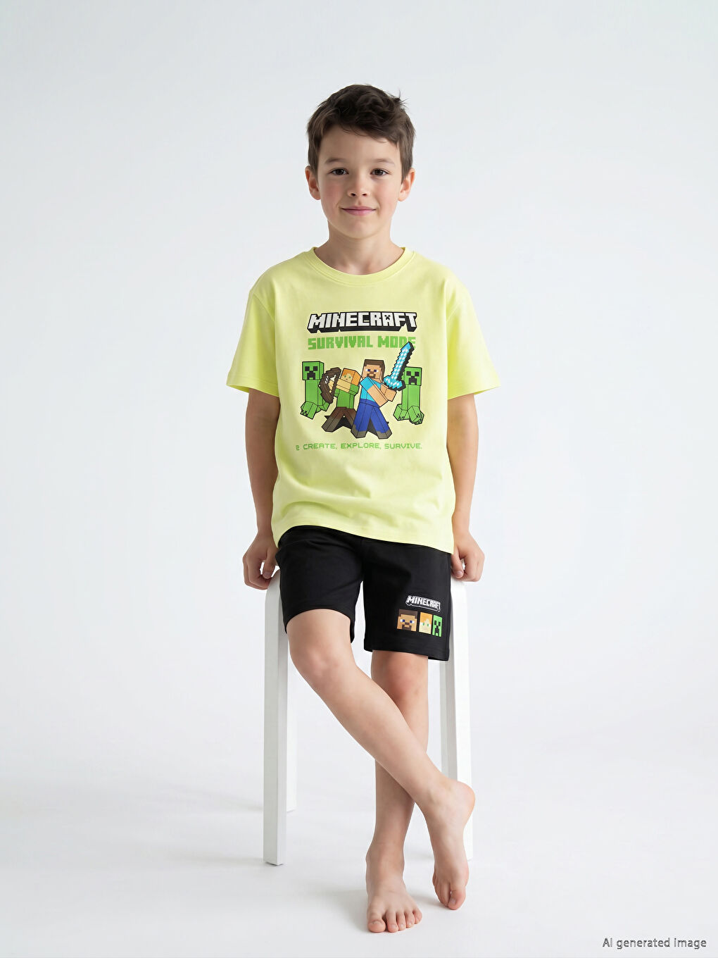 Minecraft Printed Boys' Shortie Pyjamas Set