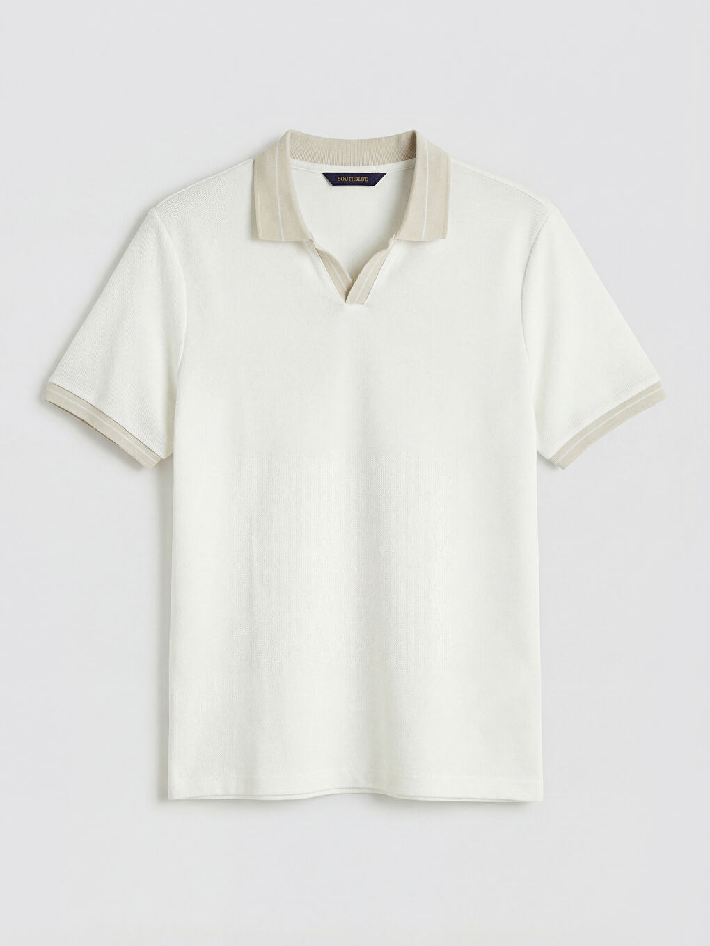 Ekru  Polo Yaka Strüktürlü Erkek Tişört