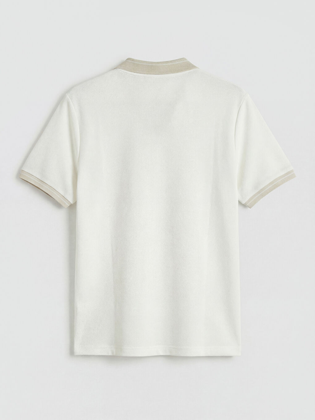 Ekru  Polo Yaka Strüktürlü Erkek Tişört-1