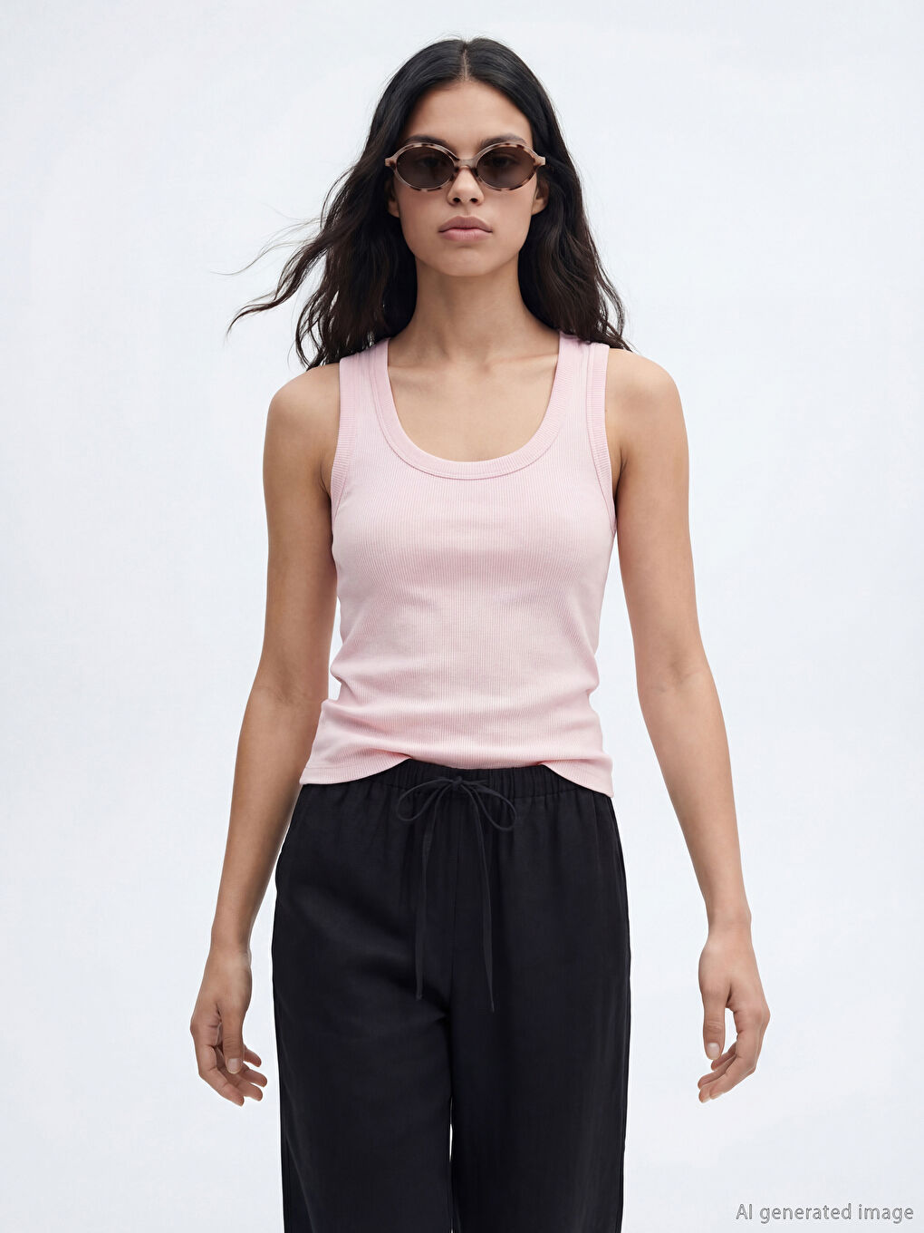 قميص داخلي نسائي بياقة على شكل حرف U