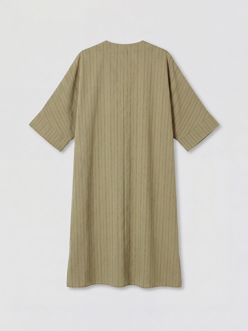 V Yaka Çizgili Oversize Elbise-1