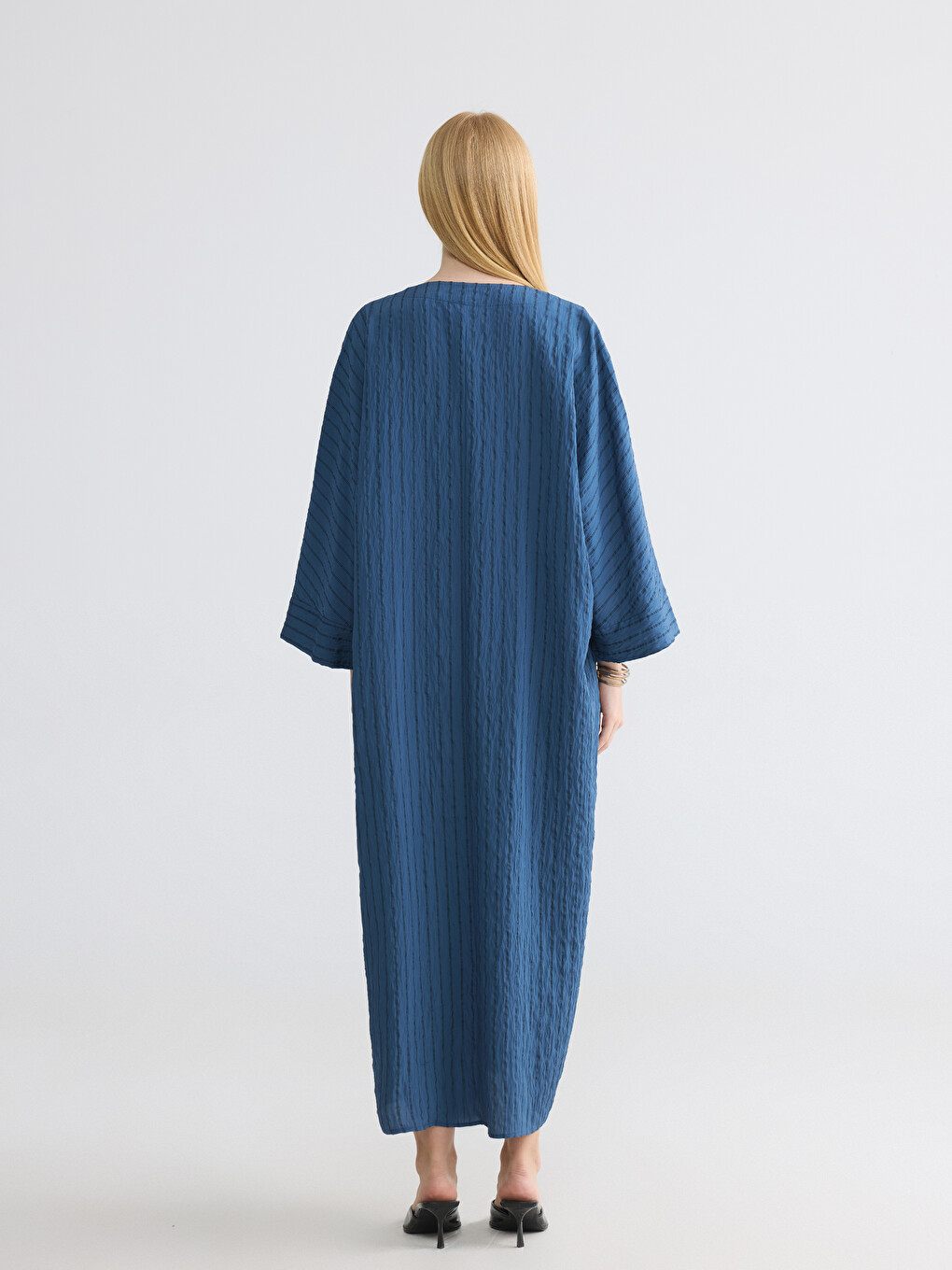 V Neck Striped Oversize Dress-3