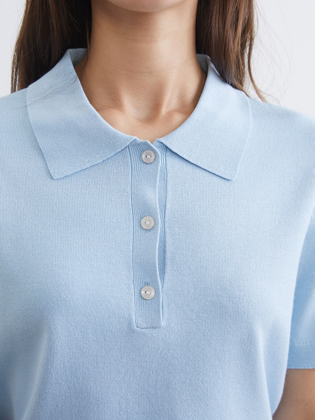 Polo Collar Women's Knit Sweater-2