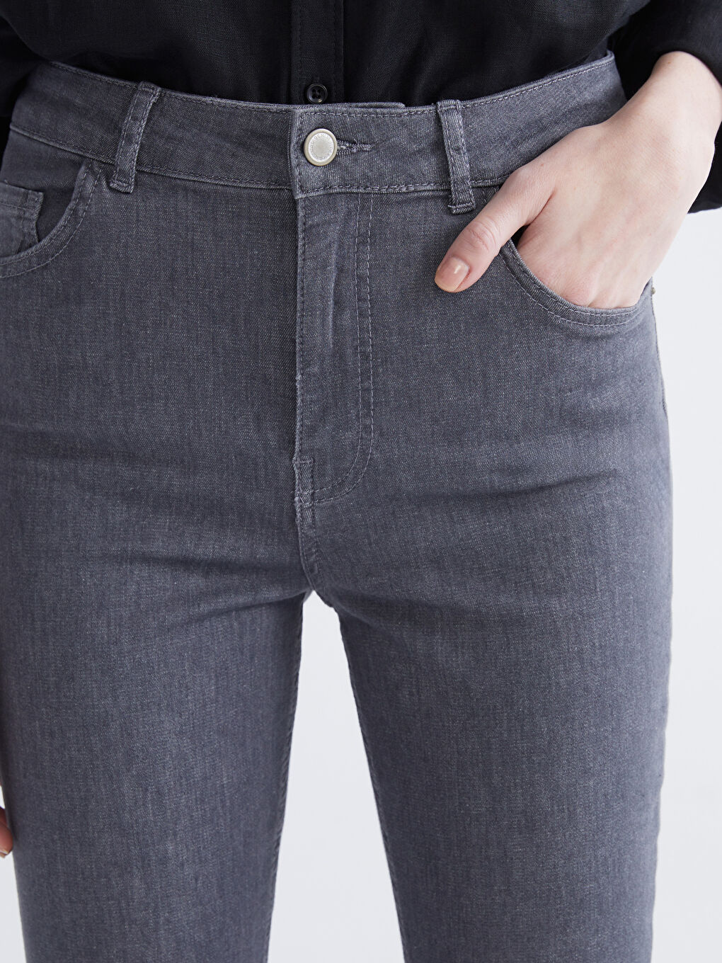 Gri Flare Kadın Jean Pantolon	-2