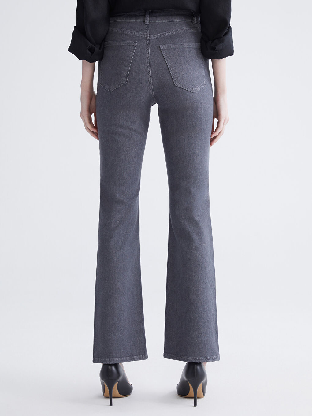 Gri Flare Kadın Jean Pantolon	-3