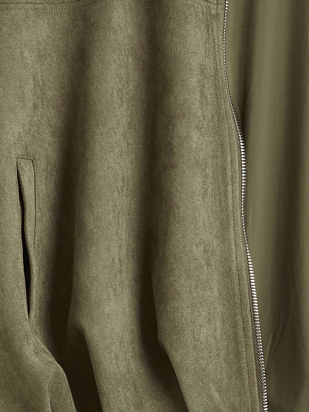 Haki Gömlek Yaka Süet Görünümlü Kadın Ceket-6