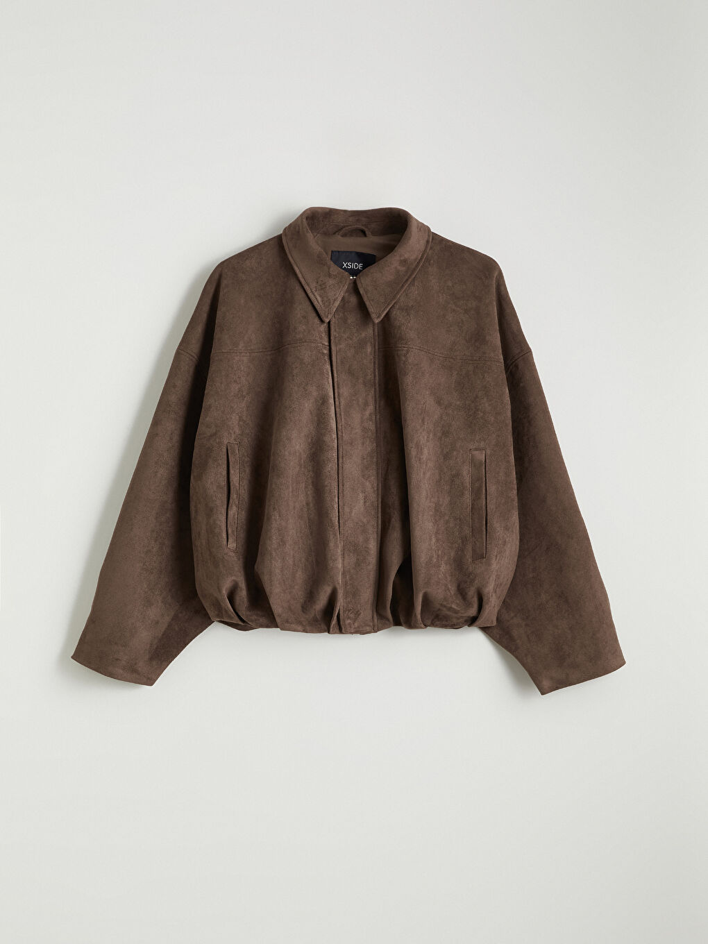 Kahverengi Gömlek Yaka Süet Görünümlü Kadın Ceket-5